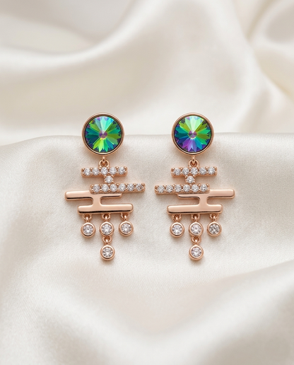 18K Gold Plated Aurora Prismatic Geometric Drop Earrings