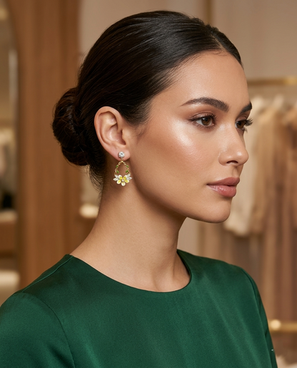 18K Gold Plated Enchanted Floral Vine Drop Earrings