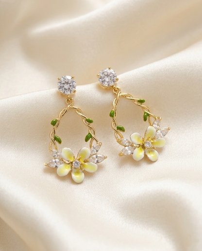 18K Gold Plated Enchanted Floral Vine Drop Earrings