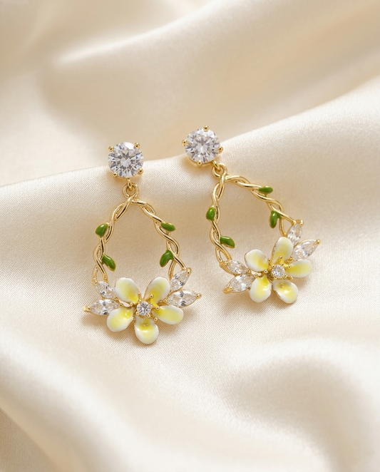 18K Gold Plated Enchanted Floral Vine Drop Earrings