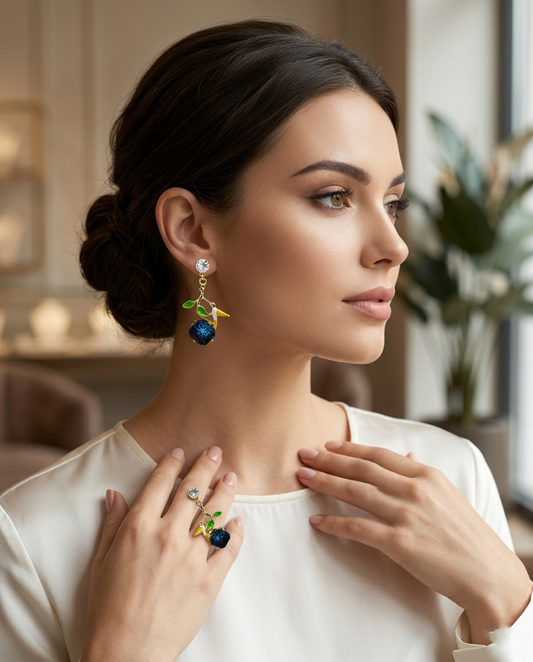 18K Gold Plated Enchanted Hummingbird & Sapphire Crystal Drop Earrings