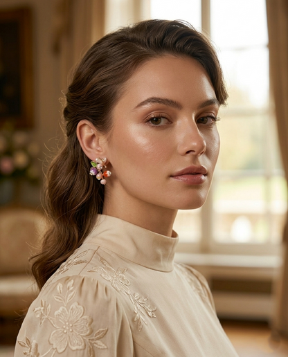18K Gold Plated Enchanted Orchard Berry Cluster Stud Earrings