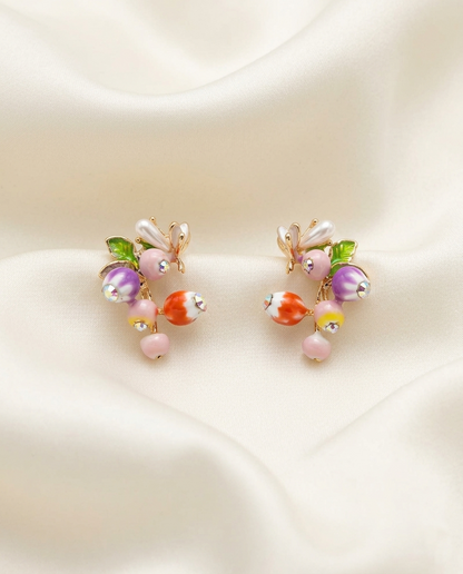 18K Gold Plated Enchanted Orchard Berry Cluster Stud Earrings