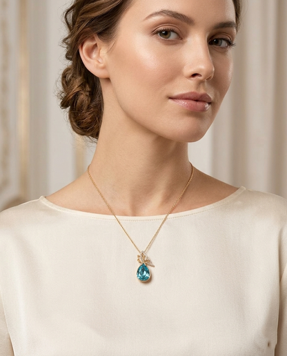 18K Gold Plated Ethereal Butterfly Teardrop Pendant Necklace