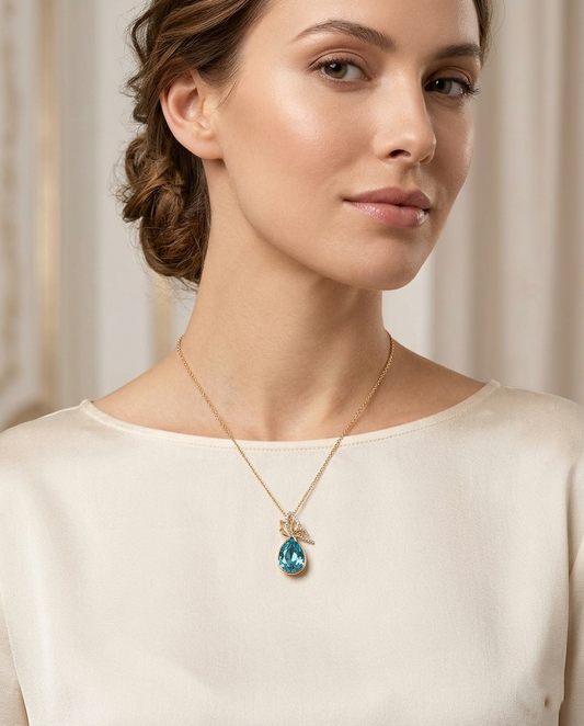 18K Gold Plated Ethereal Butterfly Teardrop Pendant Necklace
