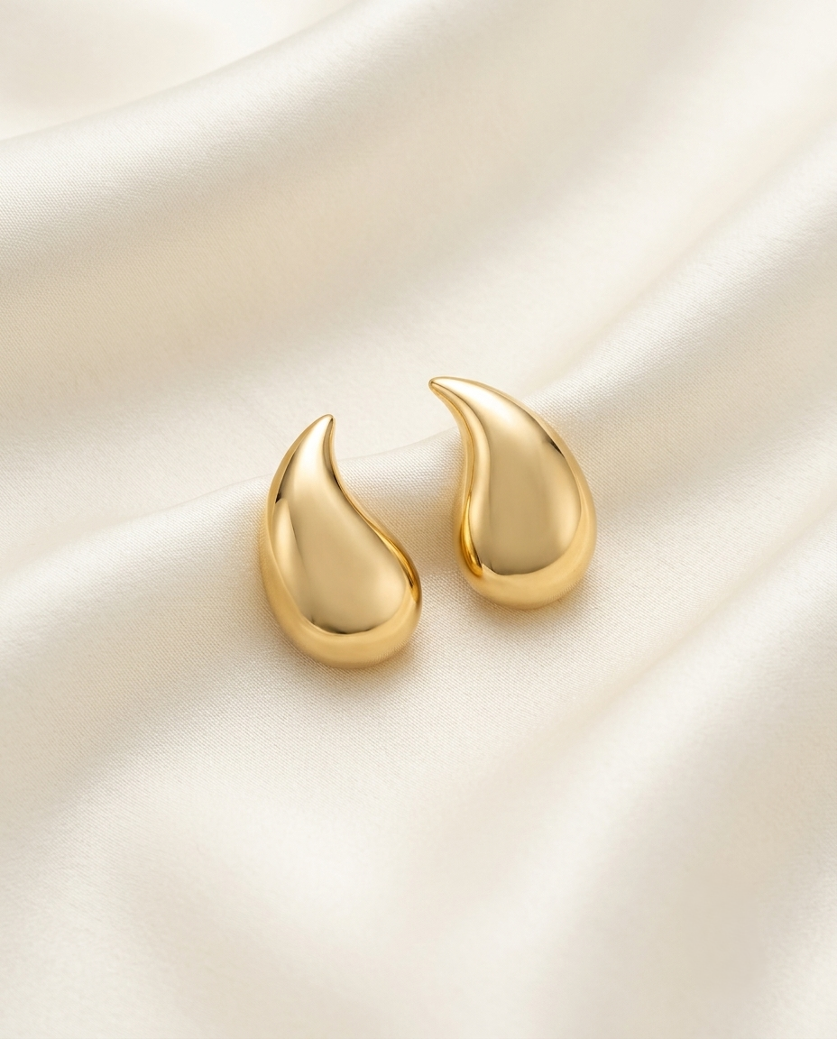18K Gold Plated Minimalist Gold Teardrop Stud Earrings