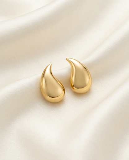 18K Gold Plated Minimalist Gold Teardrop Stud Earrings