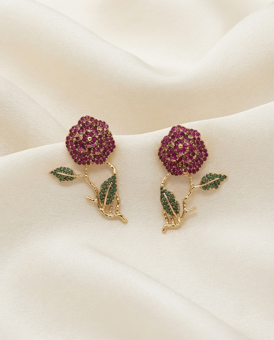 18K Gold Plated Mirrored Rose Crystal Statement Earrings