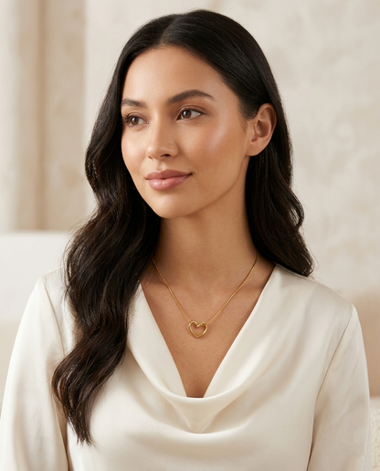 18K Gold Plated Modern Sculptural Heart Pendant Necklace