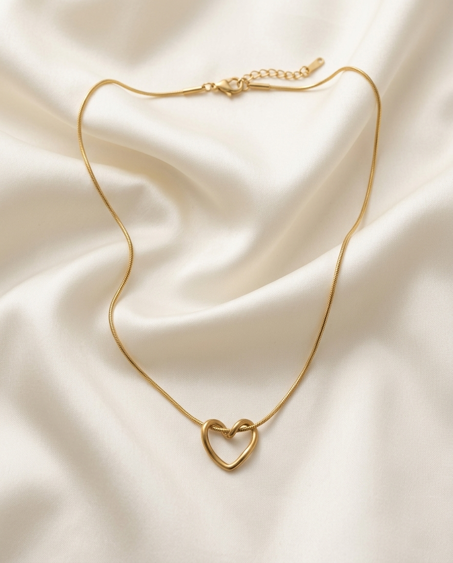 18K Gold Plated Modern Sculptural Heart Pendant Necklace