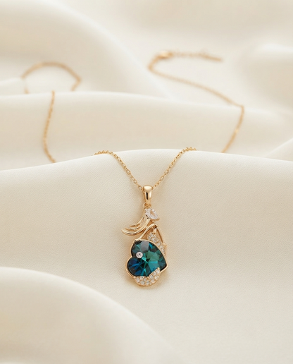 18K Gold Plated Ocean Siren Heart Pendant Necklace