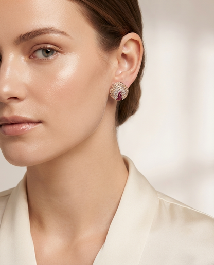 18K Gold Plated Pavé Crystal Dome Stud Earrings