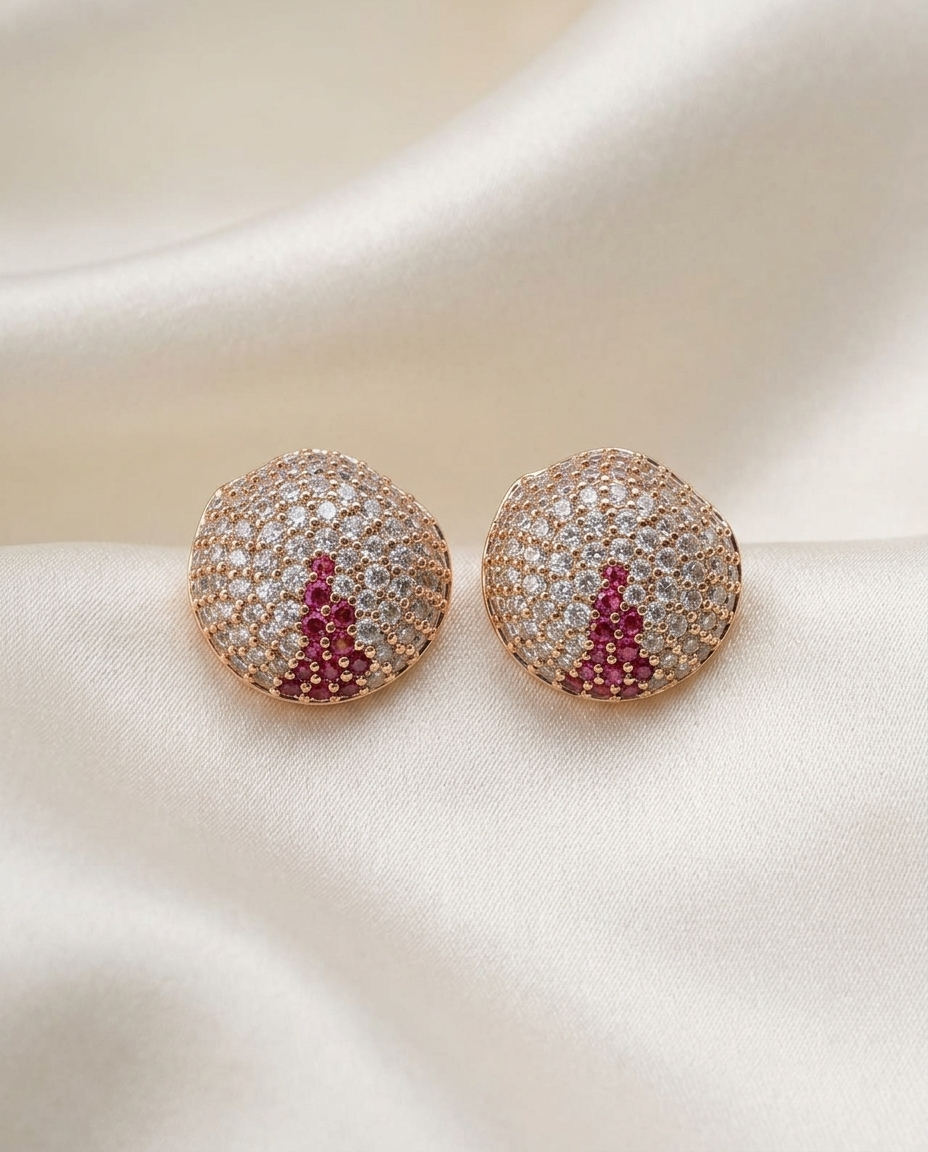 18K Gold Plated Pavé Crystal Dome Stud Earrings