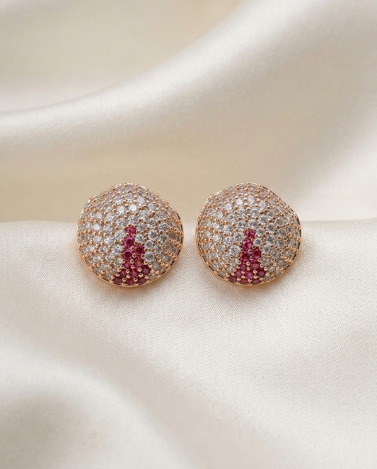 18K Gold Plated Pavé Crystal Dome Stud Earrings