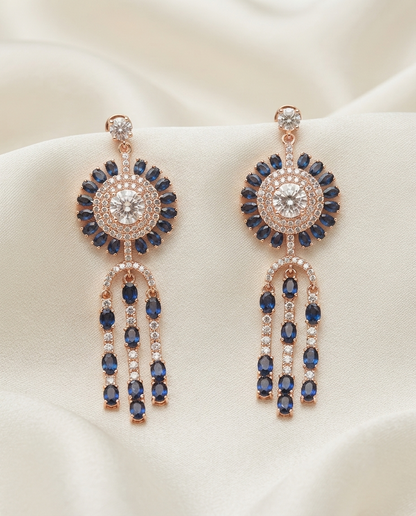 18K Gold Plated Radiant Azure Statement Drop Earrings