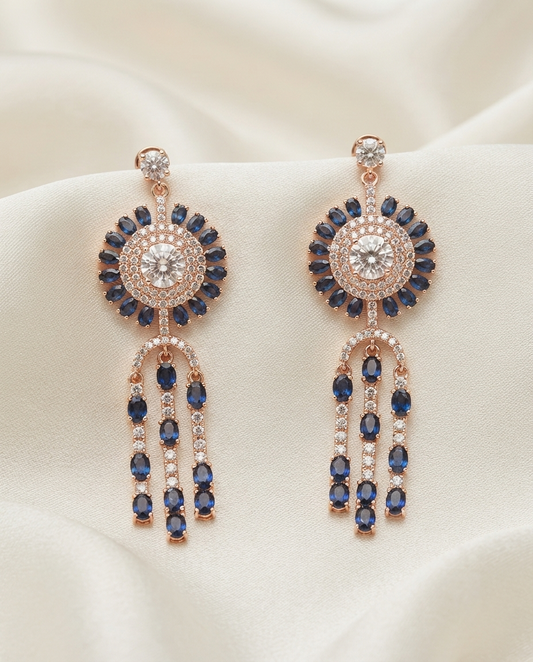 18K Gold Plated Radiant Azure Statement Drop Earrings
