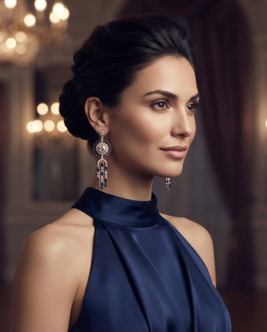 18K Gold Plated Radiant Azure Statement Drop Earrings