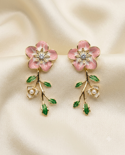 18K Gold Plated Rosalie Mirrored Botanical Drop Earrings