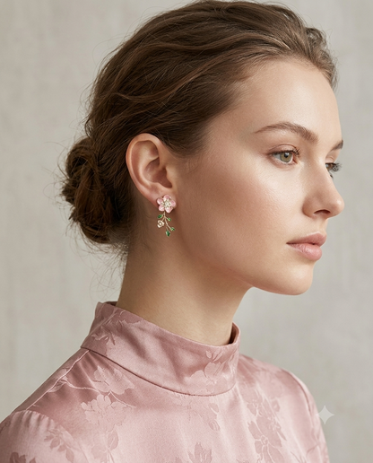 18K Gold Plated Rosalie Mirrored Botanical Drop Earrings