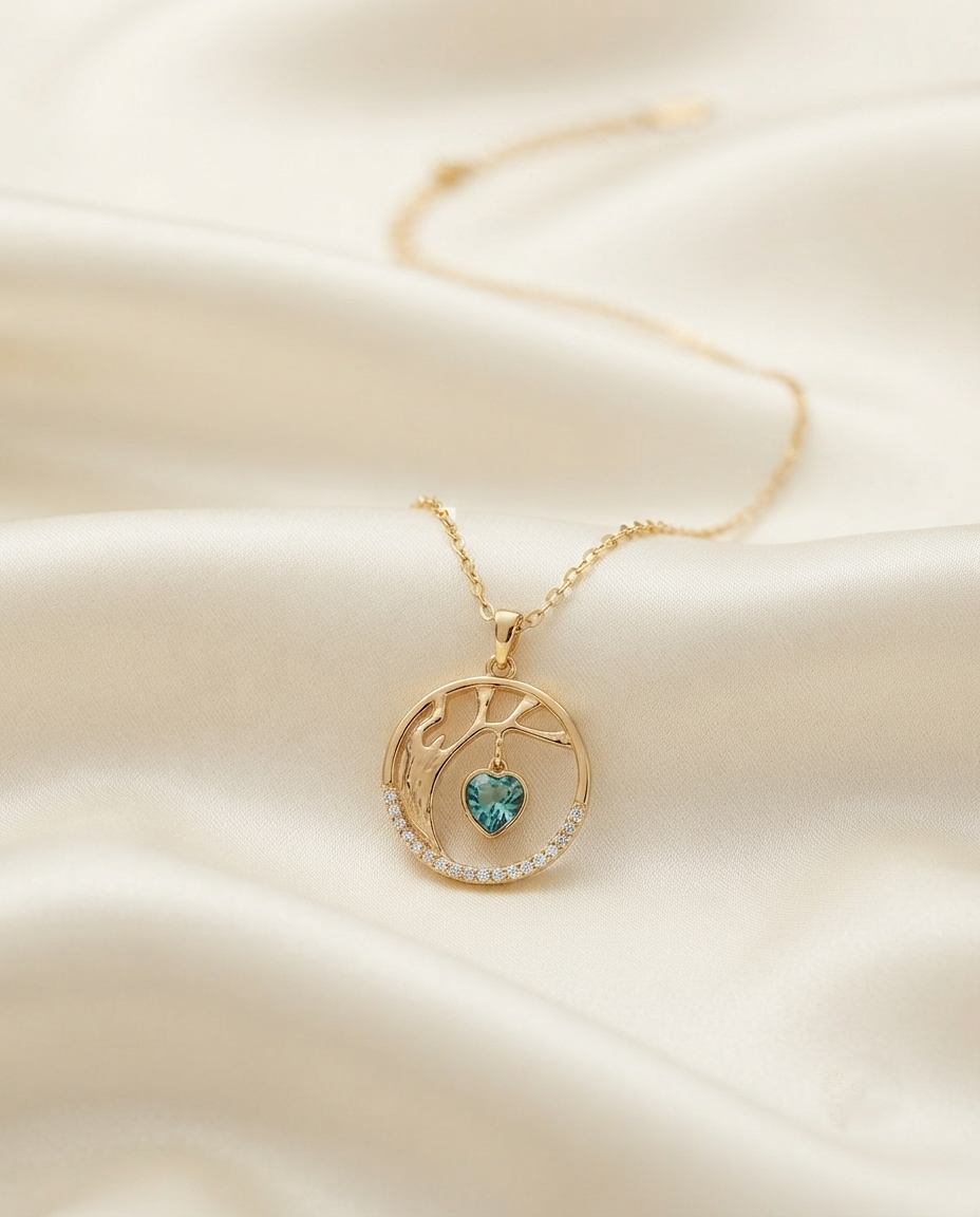 18K Gold Plated Serene Roots Heart Pendant Necklace