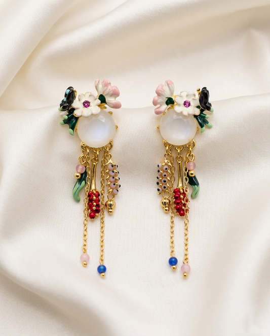 18K gold Plated Enchanted Garden Mirrored Drop Earrings