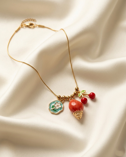 18K gold Plated Summer Orchard Charm Necklace