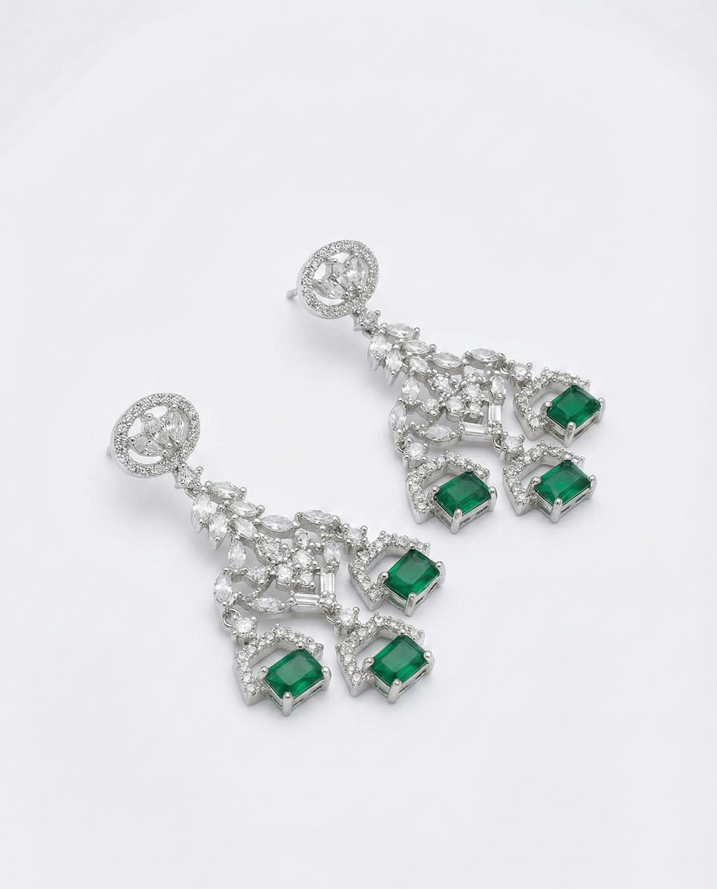 Emerald Green & Cubic Zirconia Statement Necklace Set