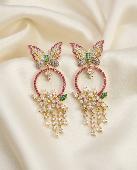 Enchanted Butterfly Dream Crystal Chandelier Earrings – Multi-Color Luxury