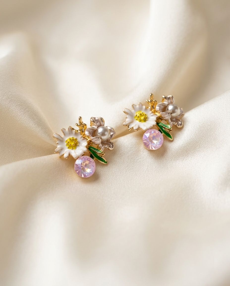 Garden Party Floral Crystal Studs