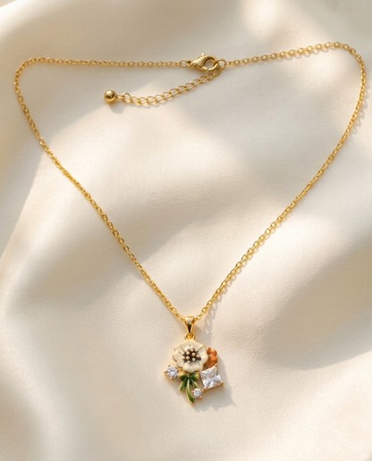 18K Gold Plated Blossom & Crystal Bloom Pendant Necklace