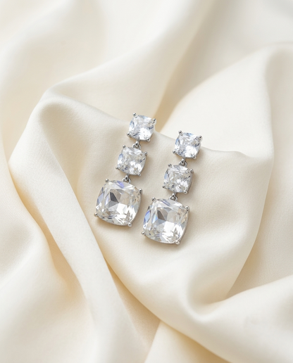 Grand Cascade Cushion-Cut Crystal Drop Earrings