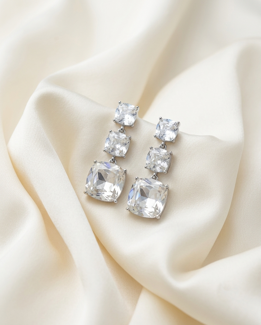 Grand Cascade Cushion-Cut Crystal Drop Earrings