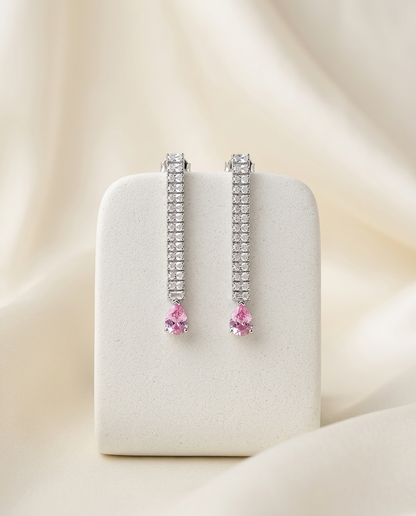 Pink Crystal Y-Necklace with earrings