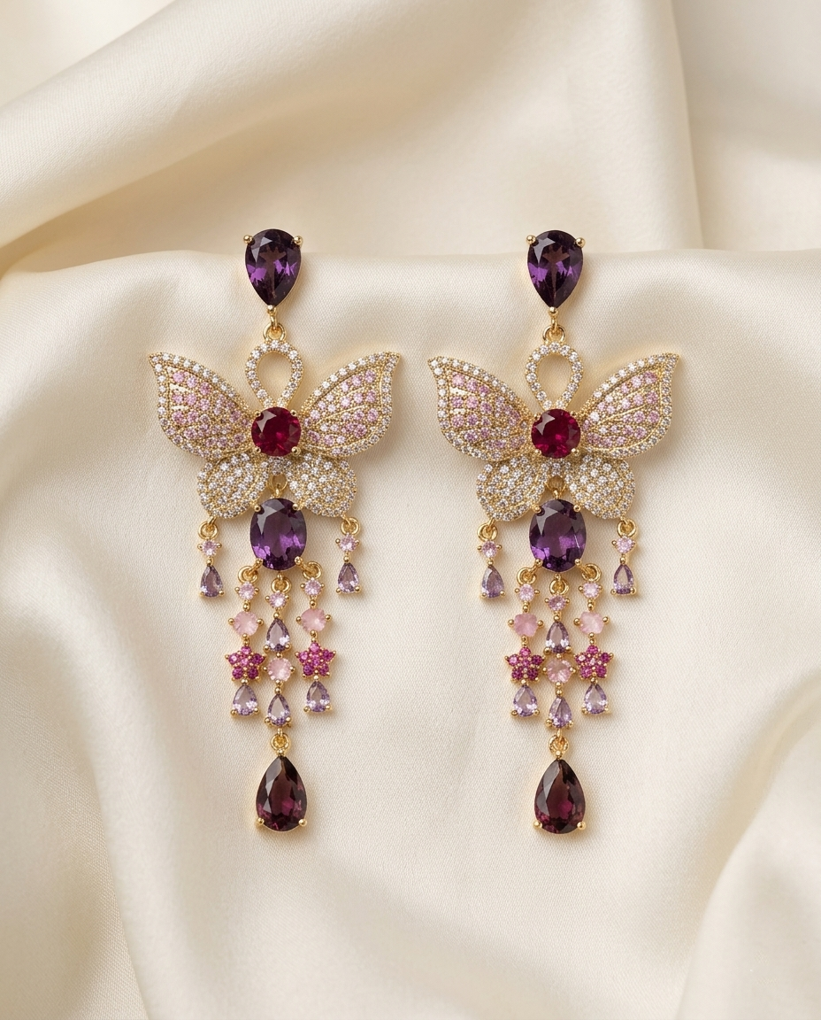 Radiant Plumage Butterfly Tassel Earrings