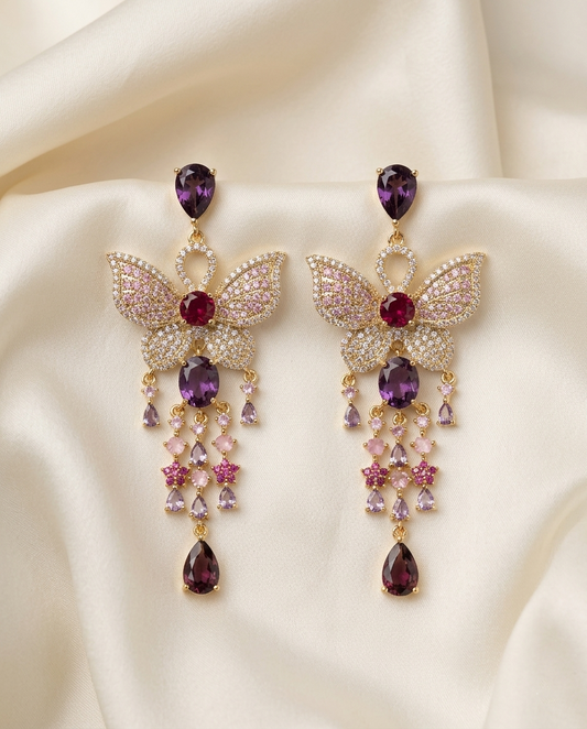 Radiant Plumage Butterfly Tassel Earrings