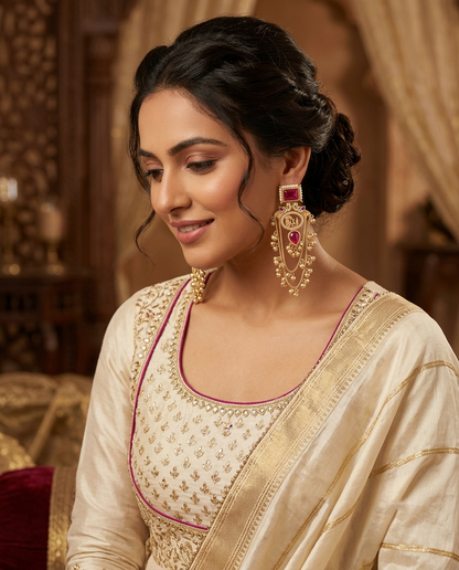 Royal Ruby Doli Motif Kashmiri Earrings