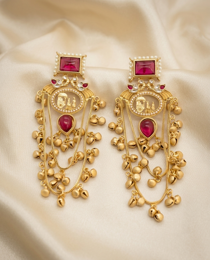 Royal Ruby Doli Motif Kashmiri Earrings