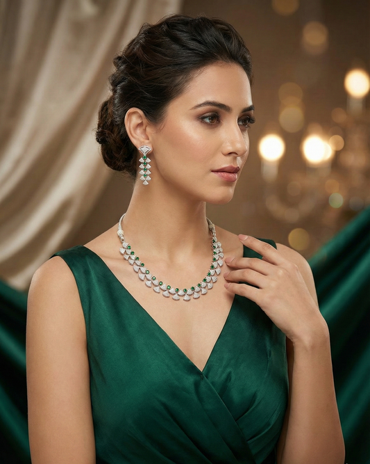 The Emerald Radiance Statement Necklace Set