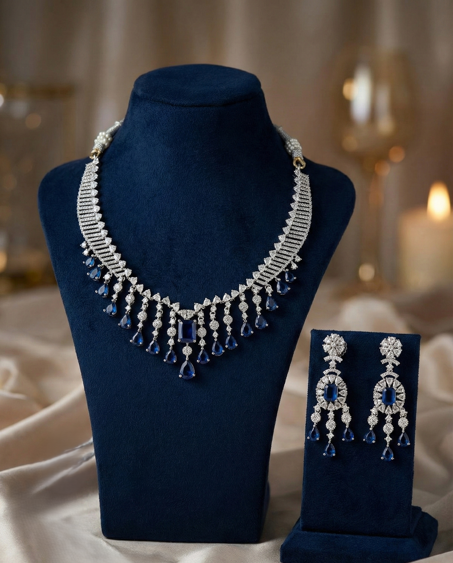 The Midnight Royal Sapphire & Diamond Statement Necklace Set